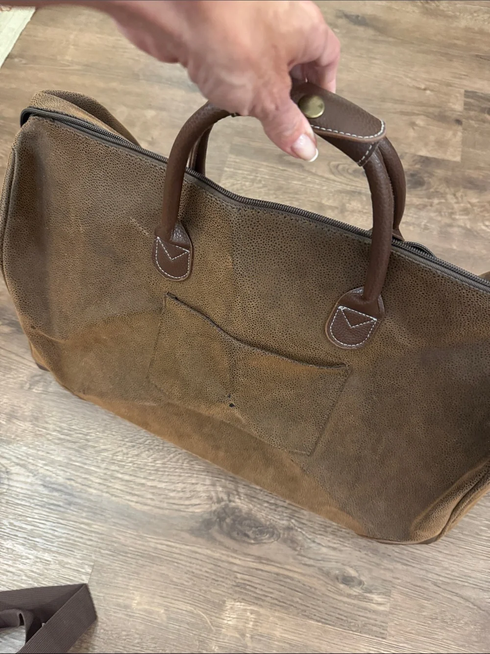 Benoss Milani Vintage-Style Brown Duffel Bag with Removable Shoulder Strap